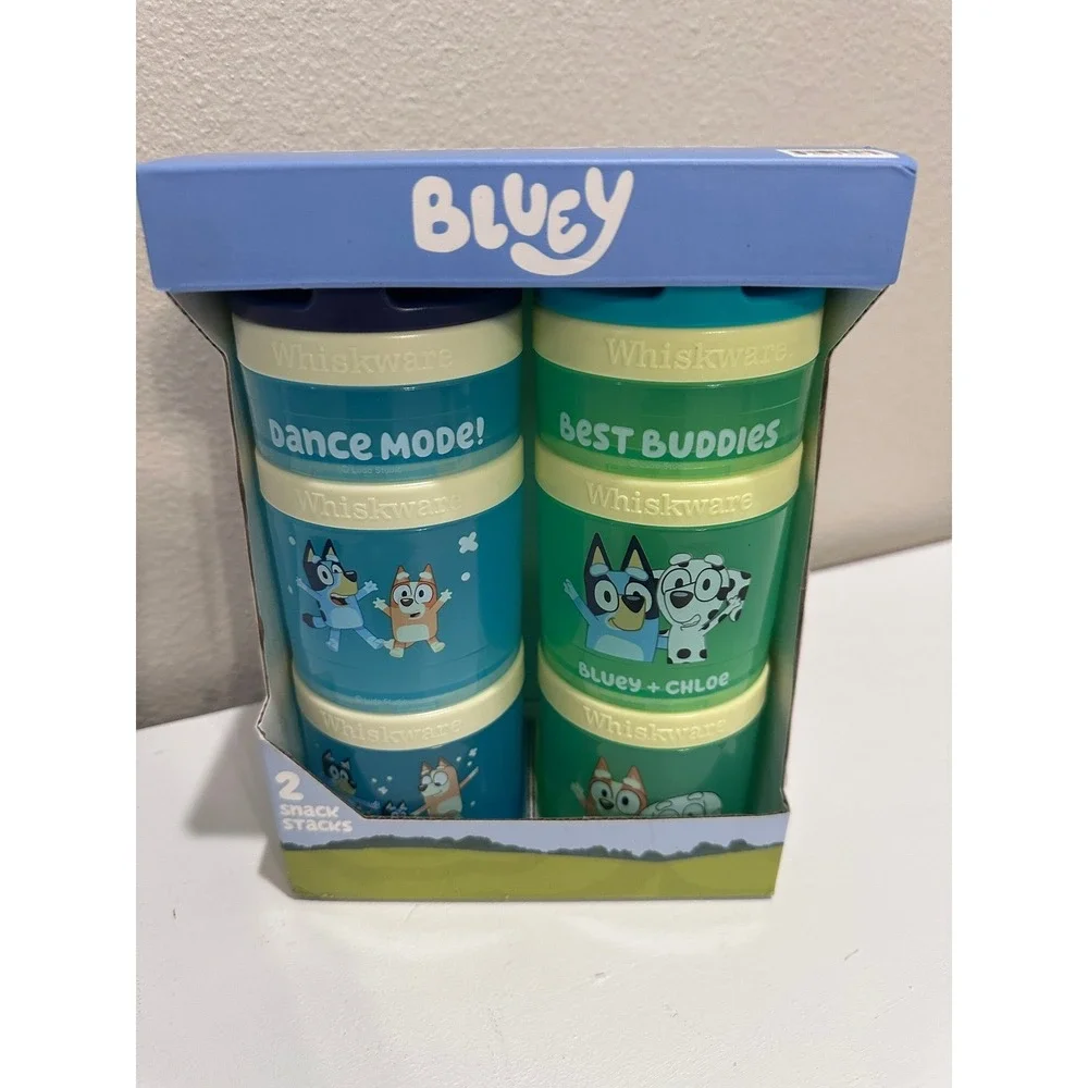 Bluey Snack Stacks Portable Food Containers Set 4 Piece BPA Free Dishwasher Safe